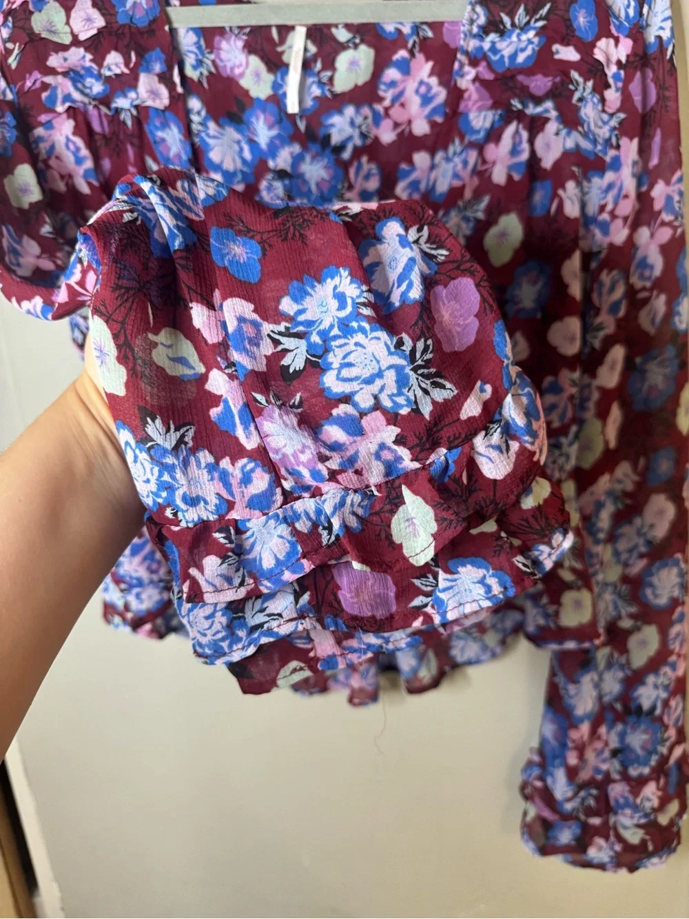 Free People Floral Maybel Blouse in the Shiraz Combo Colorway Size Medium